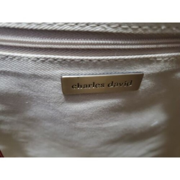 Charles David Red Alligator Leather Hobo Bag Purse Travel Overnight Drawstring - Picture 11 of 16